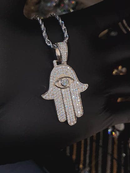 Collar Mano de Hamsa - Plata 925 Moissanita VVS1