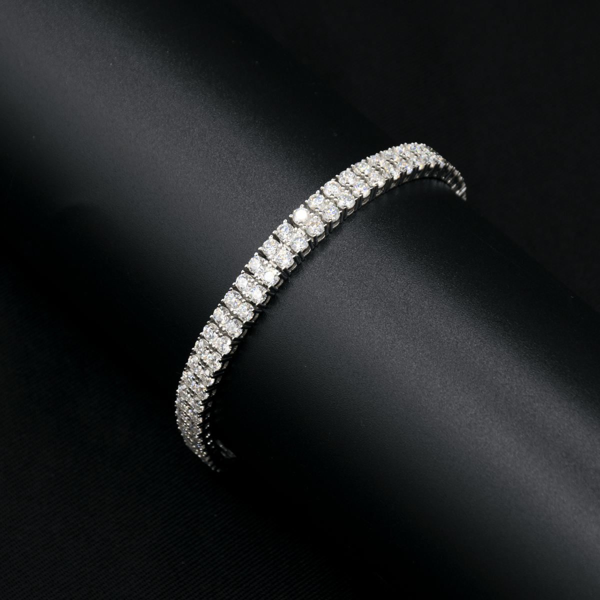 Pulsera Double Tennis 6.5mm – Plata 925 con Moissanita – detalle 3