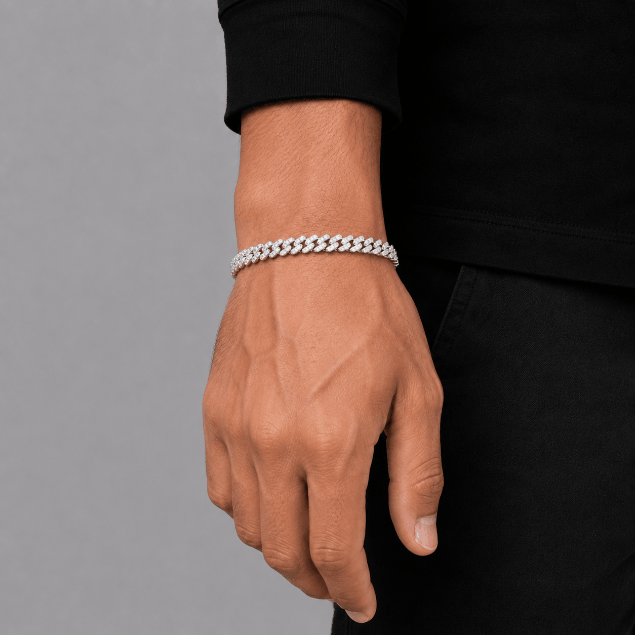 Pulsera Prong 6mm – Plata 925 con Moissanita | Lion Luxury