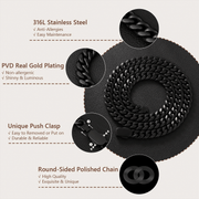 Cadena Miami Cuban Black 8mm – Acero 316L – detalle 3