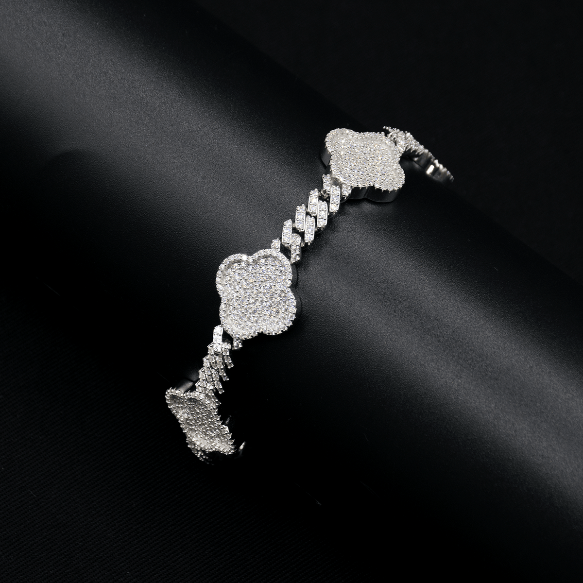 Pulsera Cuban Paragon – Plata 925 con Moissanita – detalle 3