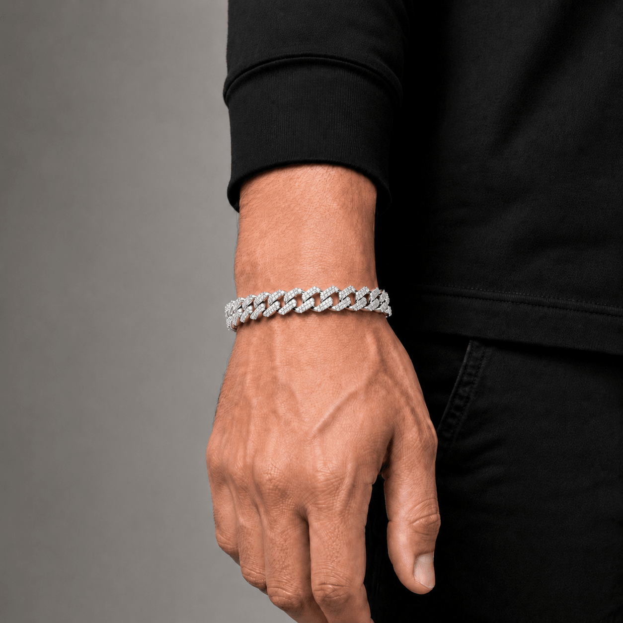 Pulsera Prong 10mm – Plata 925 con Moissanita | Lion Luxury