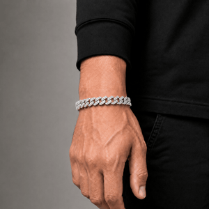Pulsera Prong 10mm – Plata 925 con Moissanita | Lion Luxury