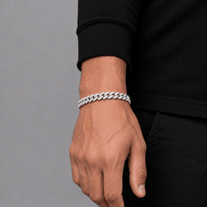 Pulsera Prong 8mm – Plata 925 con Moissanita | Lion Luxury