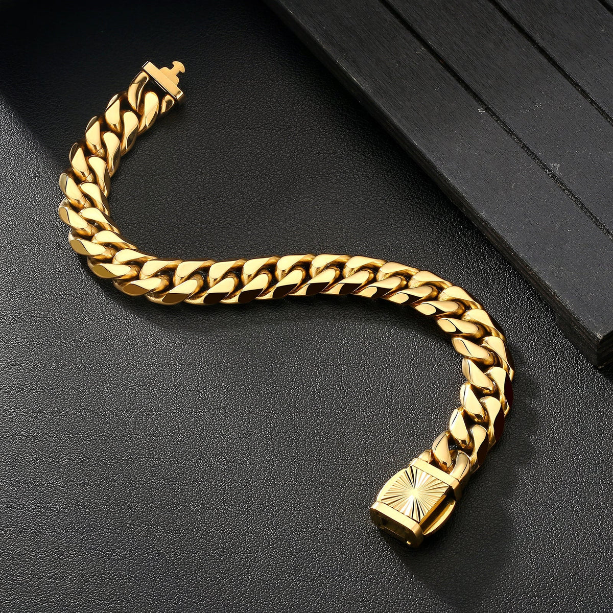 Pulsera Titan Gold 12mm – Acero 316L – detalle 4