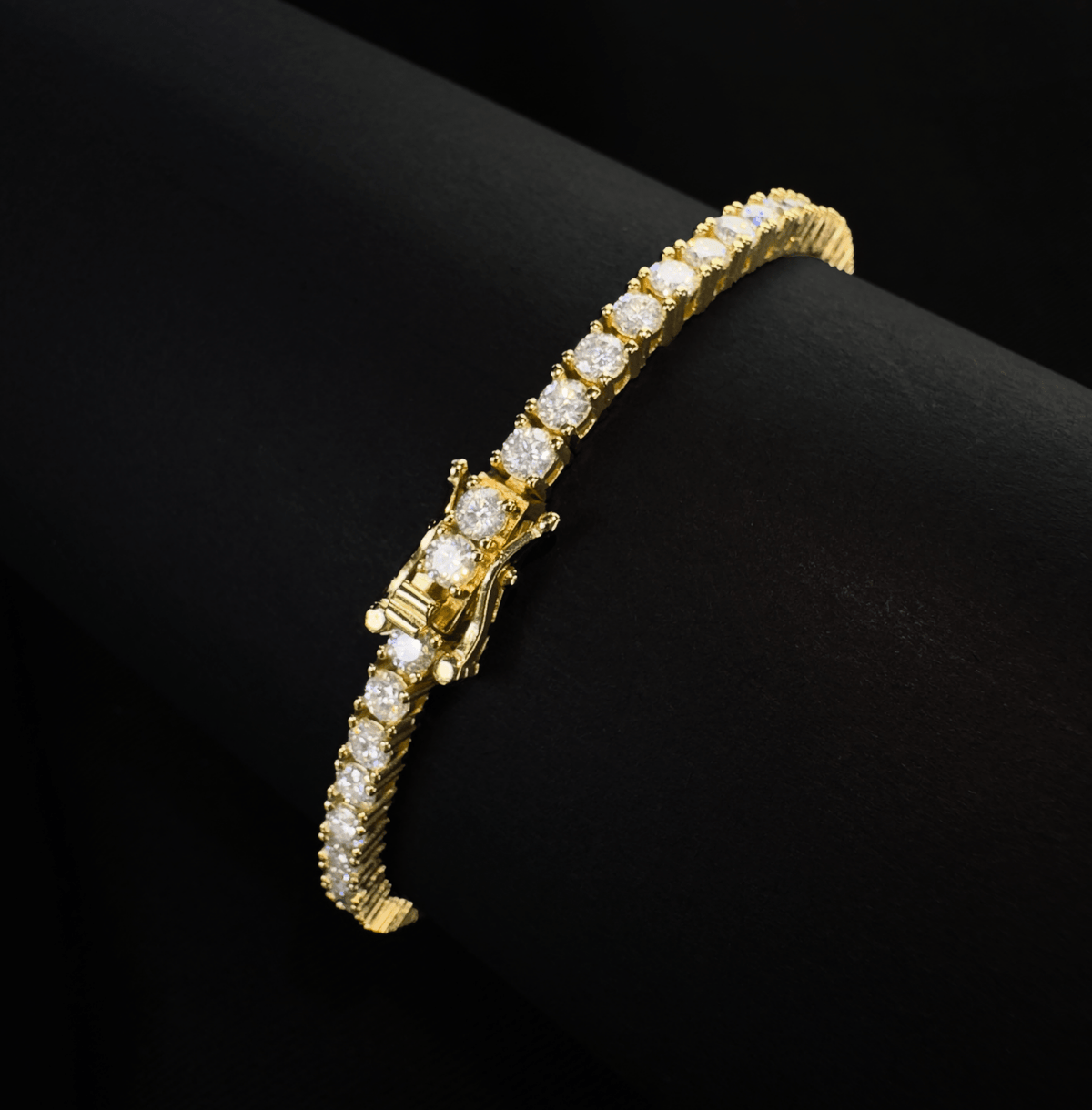 Pulsera Tennis Gold 3mm – Plata 925 con Moissanita – detalle 3