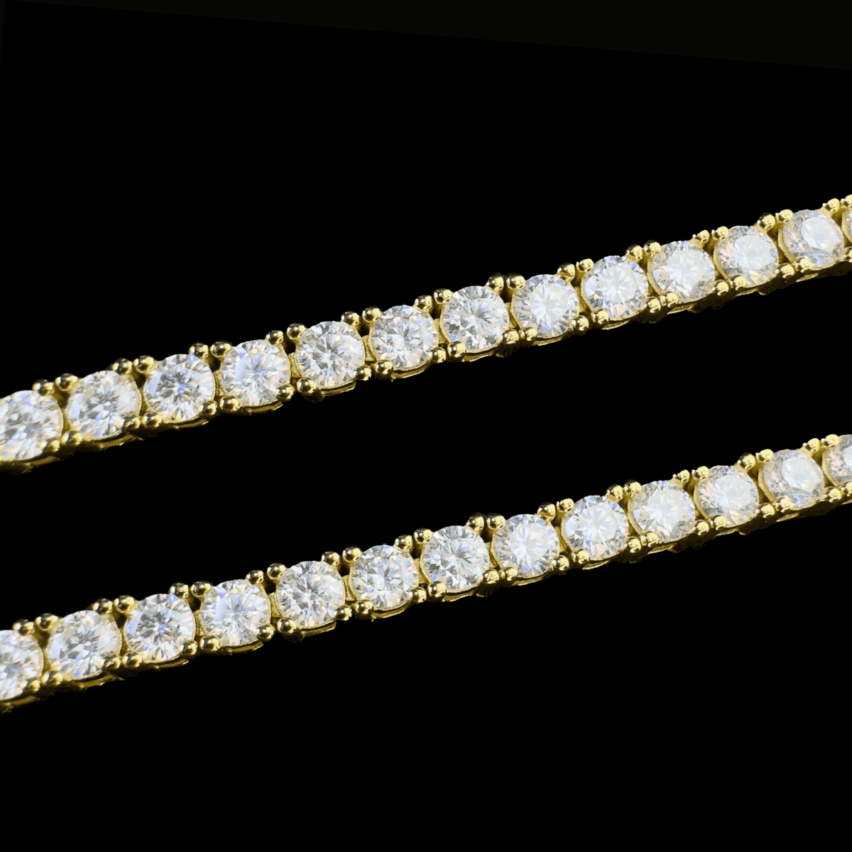 Pulsera Tennis Gold 3mm – Plata 925 con Moissanita – detalle 4