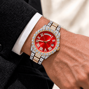 Reloj Imperial VIP Red de acero 316L con circonia 5A, en muñeca de modelo.