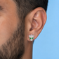 Arete Skull Green 9mm - Plata 925 * Moissanita