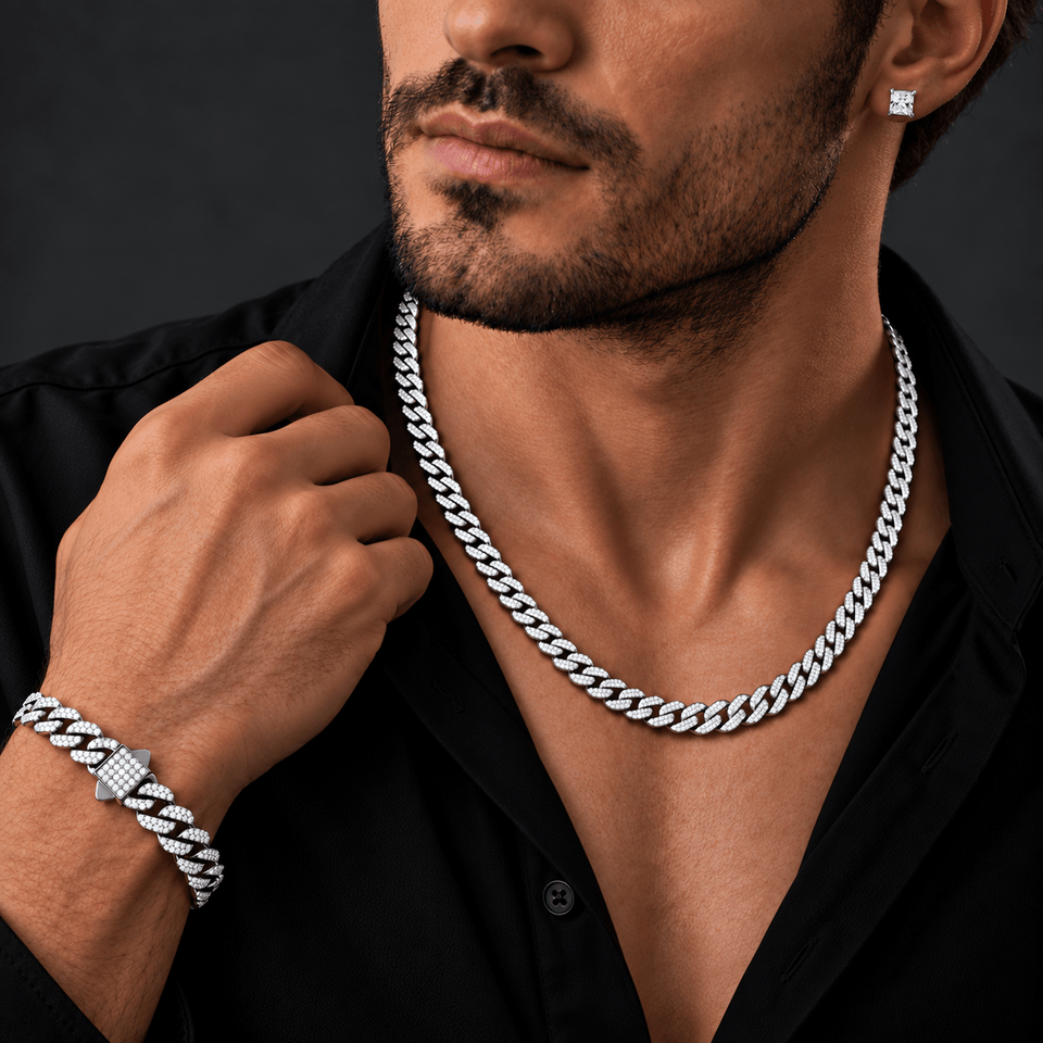Set Iced Draco 8mm – Cadena + Pulsera + Aretes Draco
