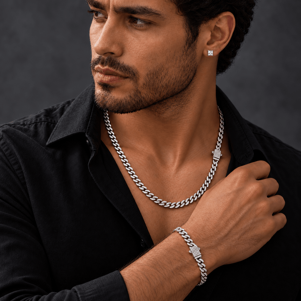 Set Iced Draco 6mm – Cadena + Pulsera + Aretes Draco