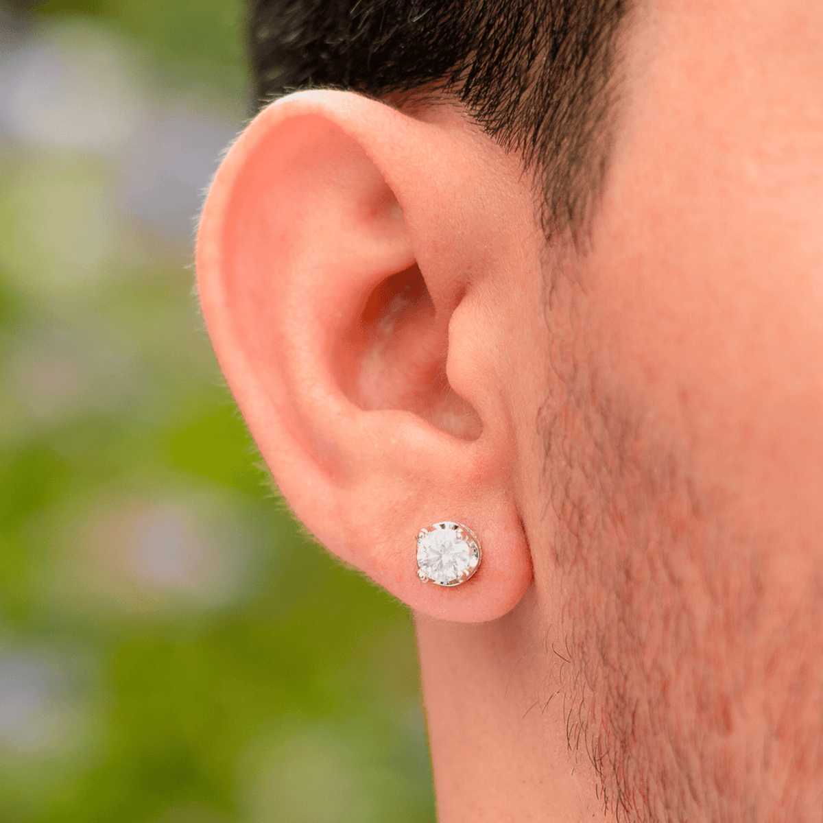 Arete Imperial 8mm – Plata 925 con Moissanita – detalle 2