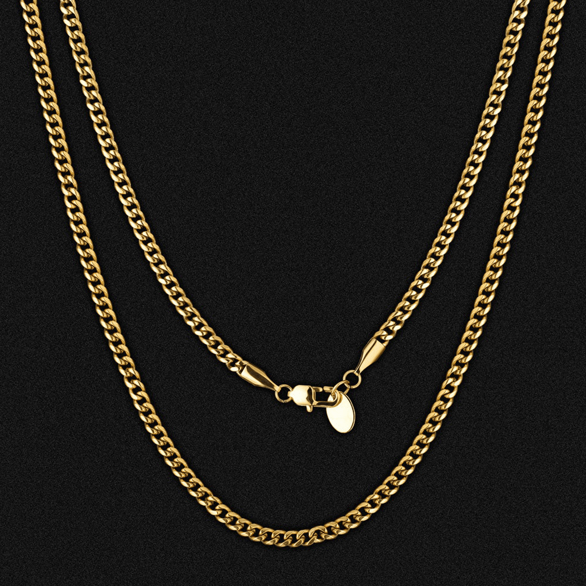 Cadena Miami Cuban Gold 3mm – Acero 316L – detalle 4