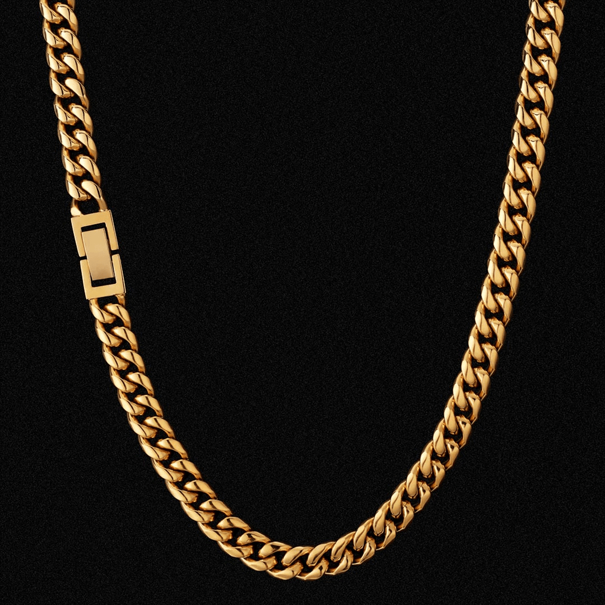 Cadena Miami Cuban Gold 8mm – Acero 316L – detalle 2