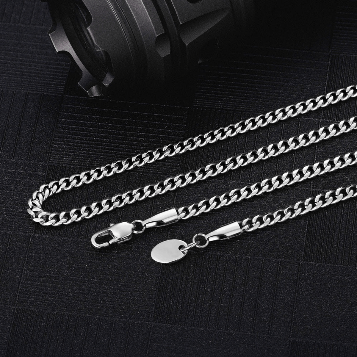 Cadena Miami Cuban 3mm – Acero 316L – detalle 3