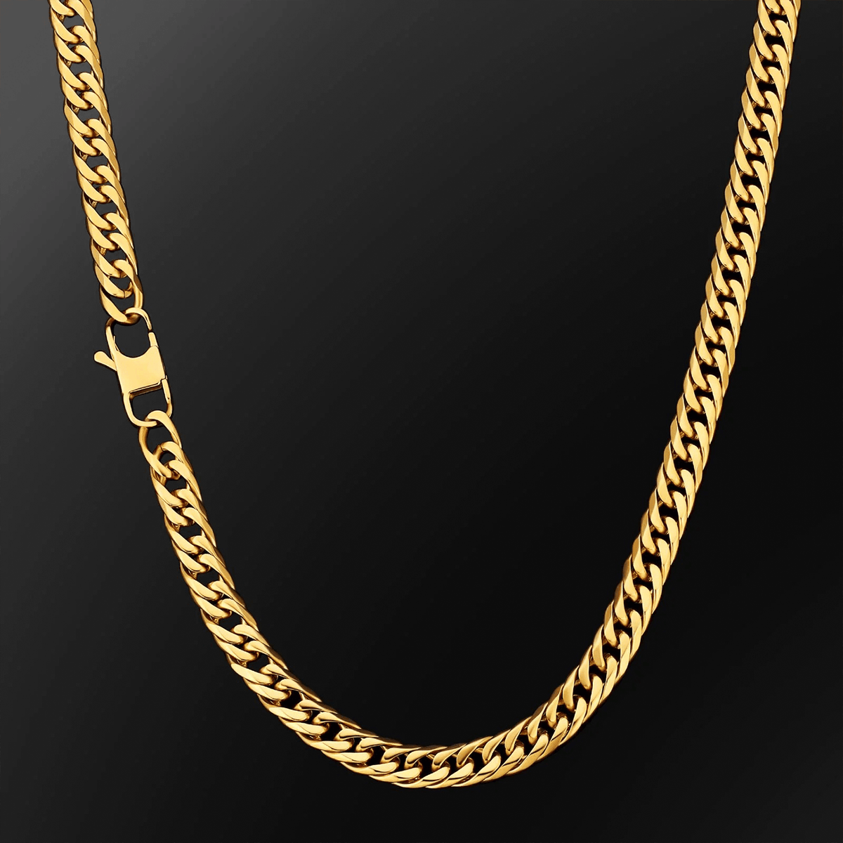 Cadena Miami Twice Gold 8mm – Acero 316L – detalle 2