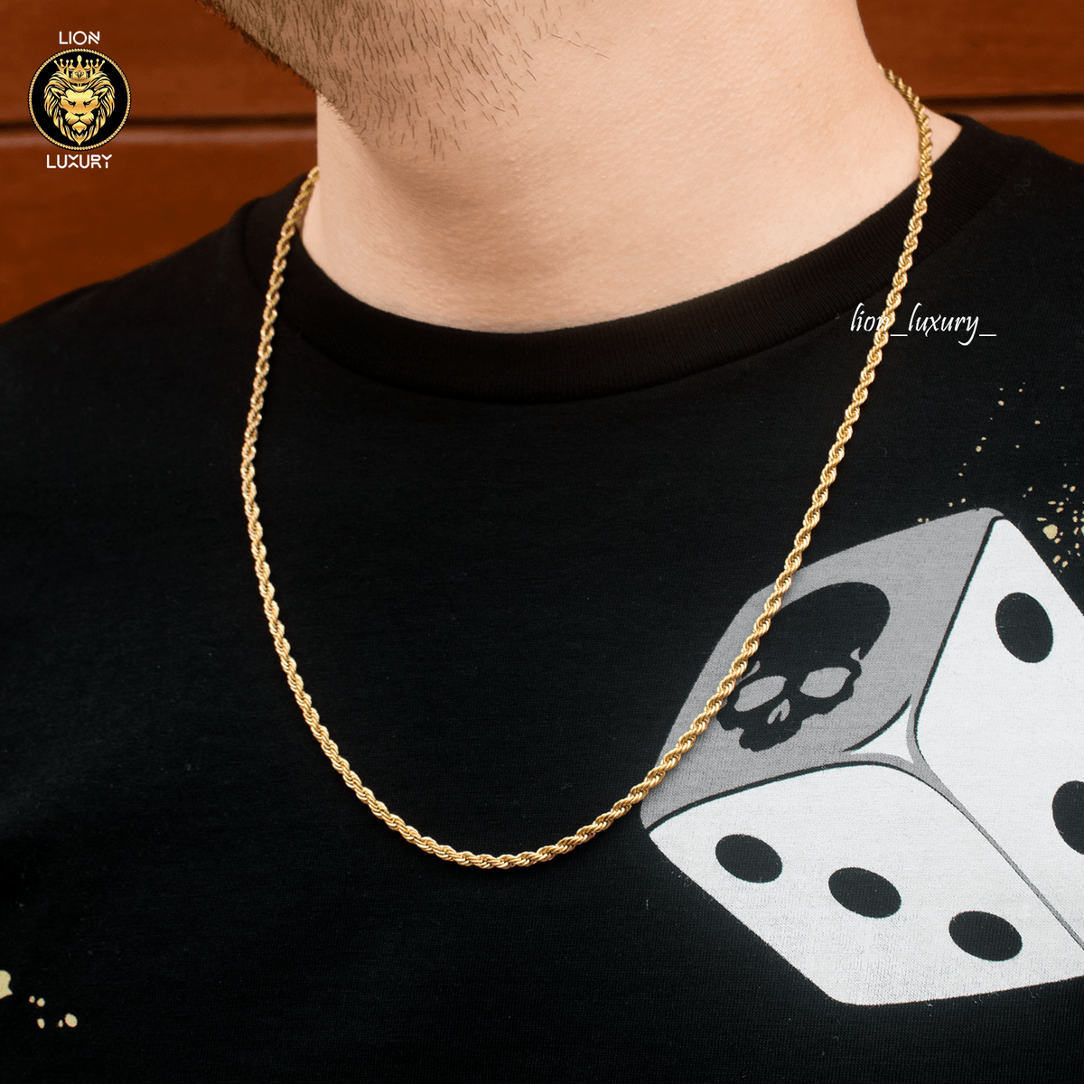 Cadena Nudo Gold 3mm – Acero 316L – detalle 3