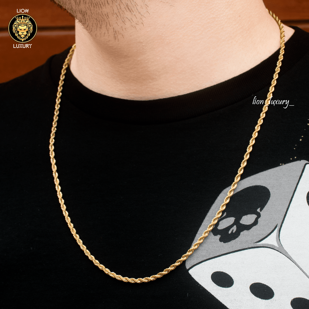 Cadena Nudo Gold 3mm – Acero 316L – detalle 2
