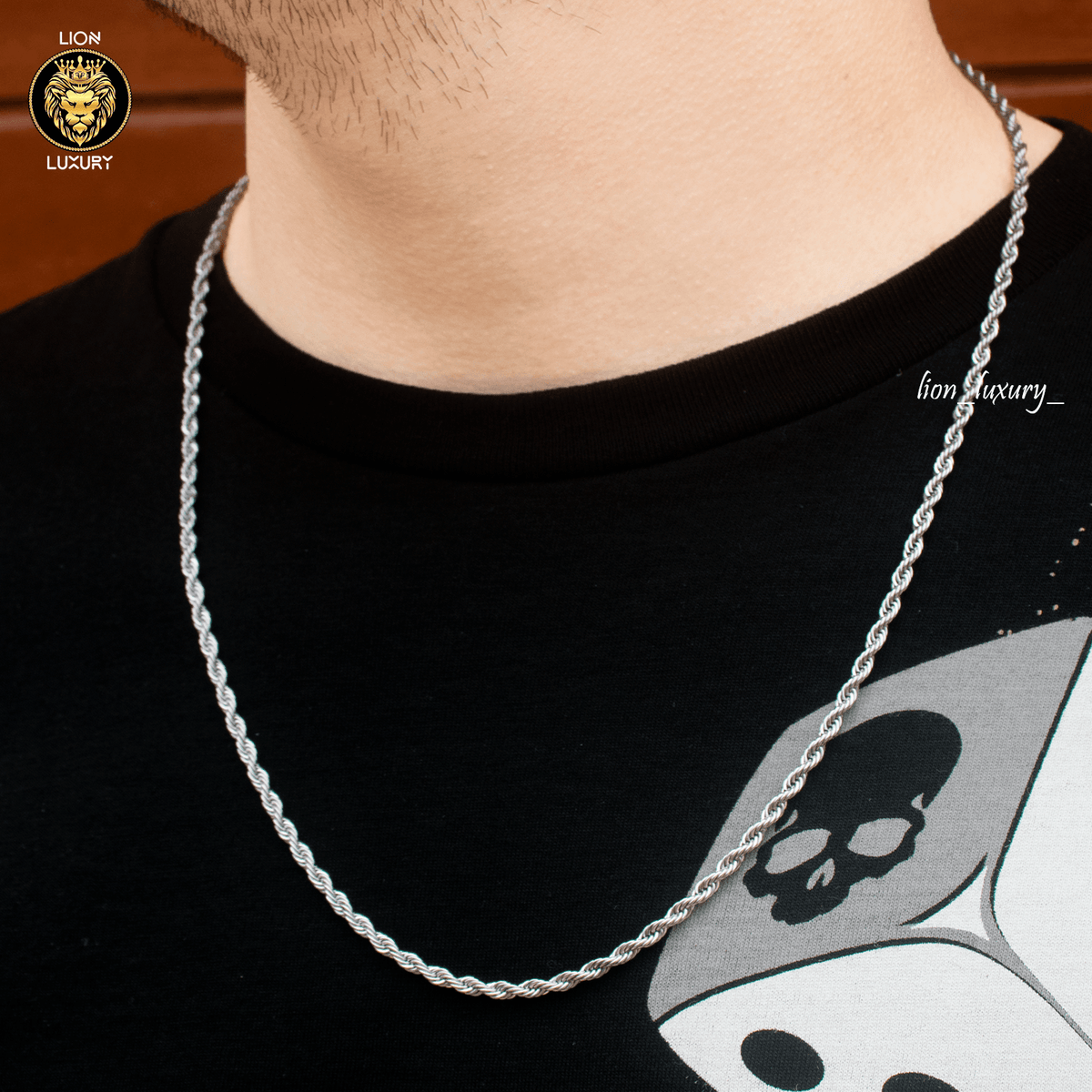 Cadena Nudo Silver 3mm – Acero 316L – detalle 2