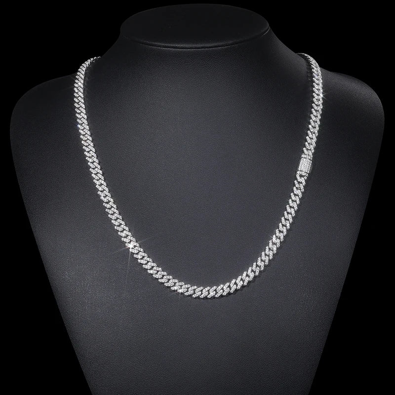 Cadena Prong 6mm – Plata 925 con Moissanita – detalle 3