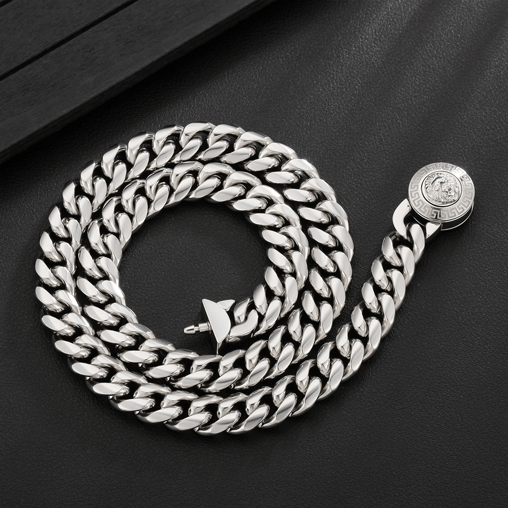 Cadena Lion Silver 12mm – Acero 316L – detalle 2