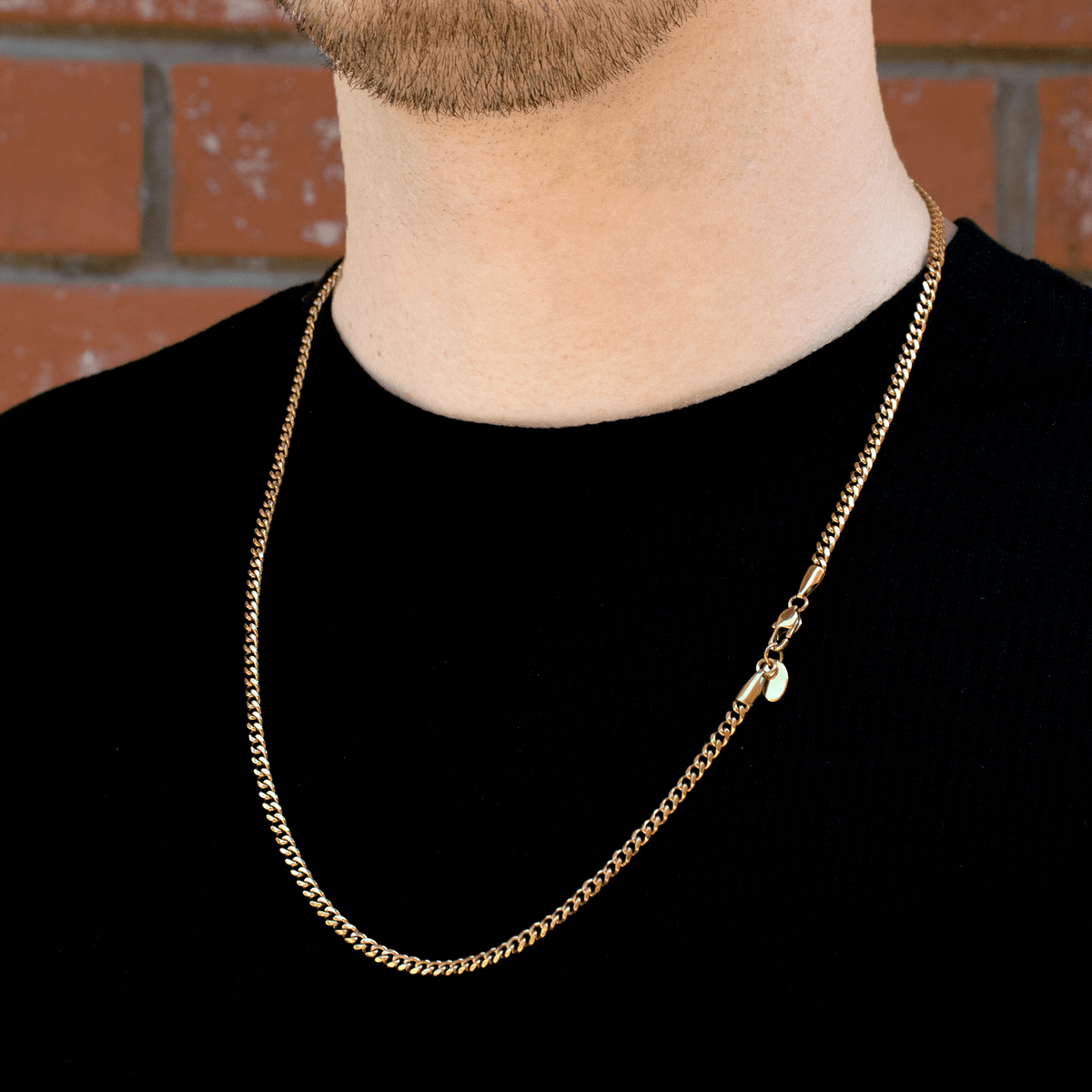 Cadena Miami Cuban Gold 3mm – Acero 316L – detalle 2