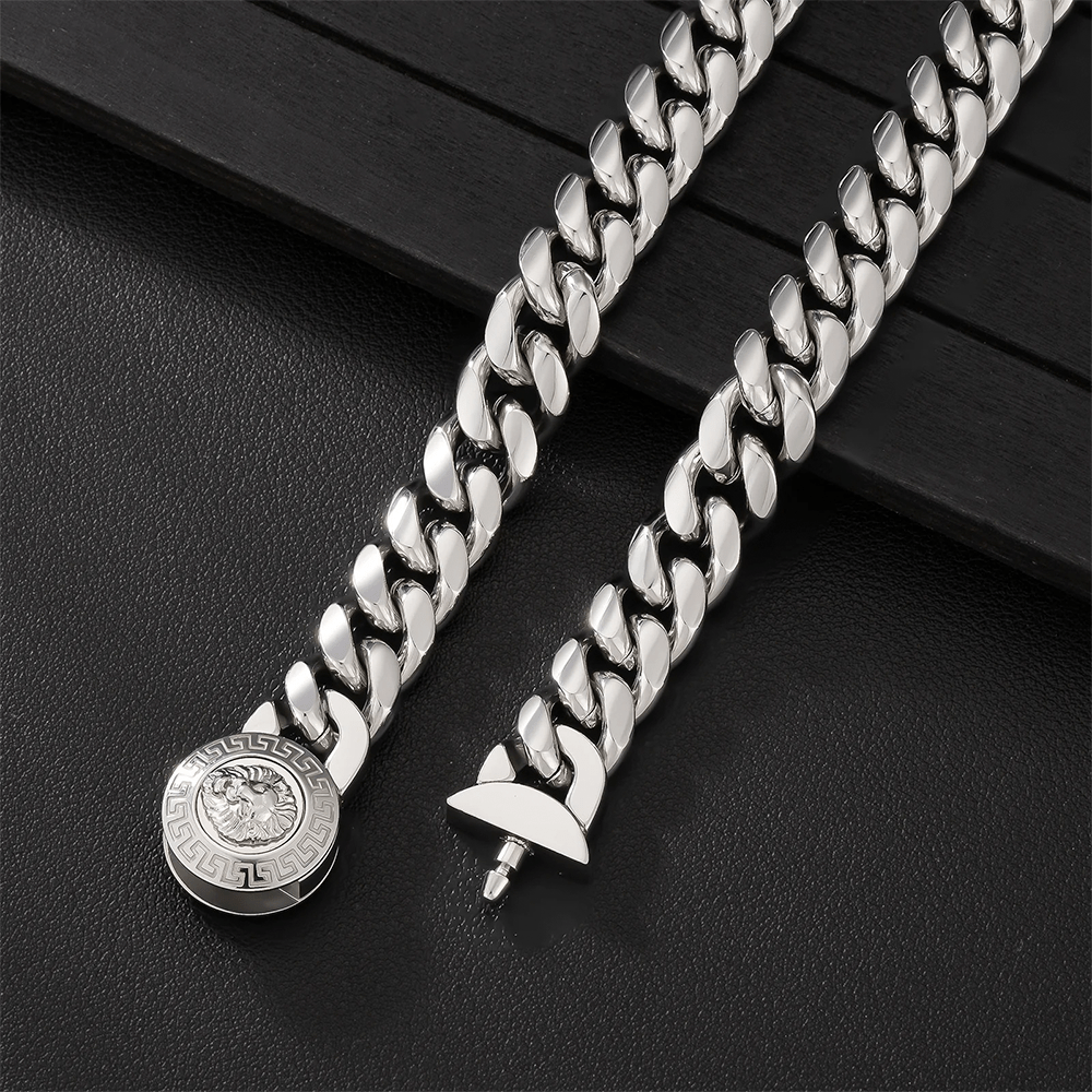 Cadena Lion Silver 12mm – Acero 316L – detalle 3