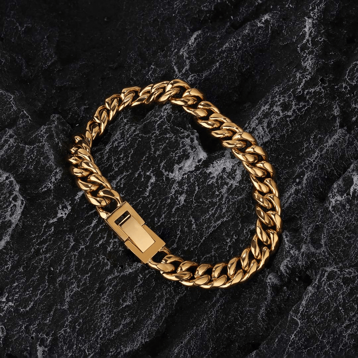 Pulsera Miami Cuban Gold 8mm – Acero 316L – detalle 2