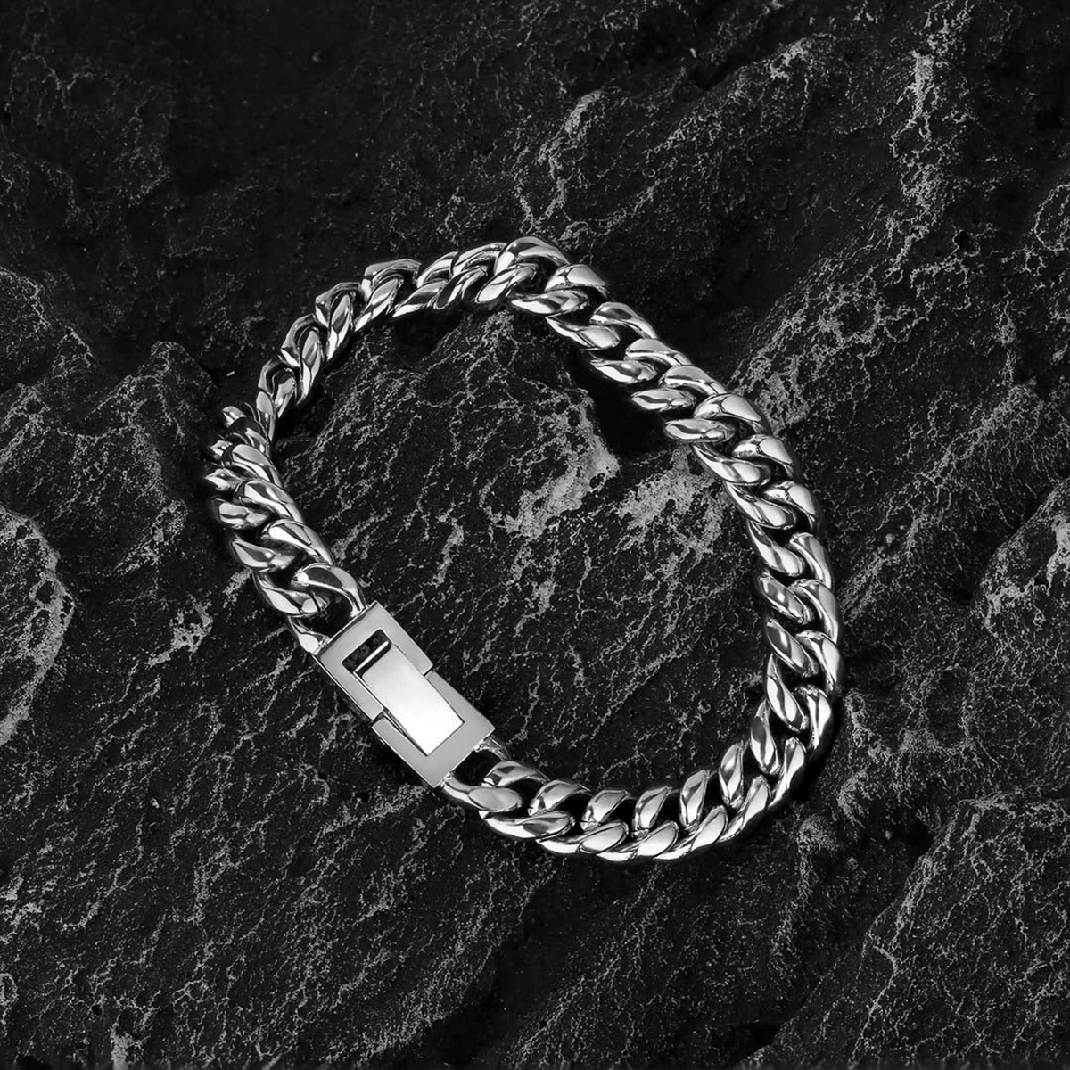 Pulsera Miami Cuban Silver 8mm – Acero 316L – detalle 2