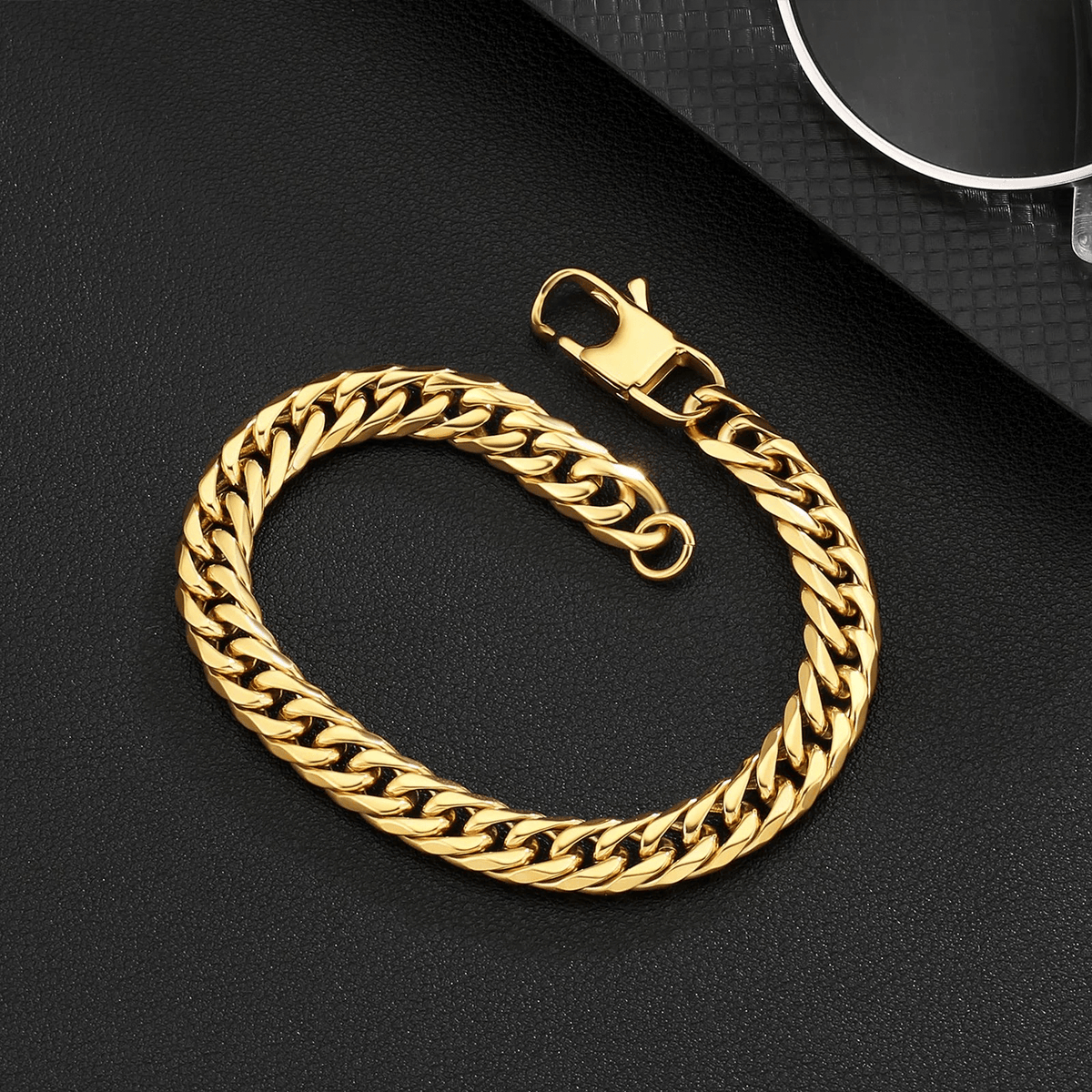 Pulsera Miami Twice Gold 8mm – Acero 316L – detalle 3