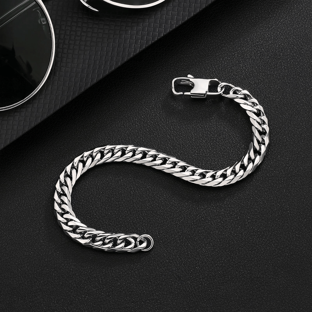 Pulsera Miami Twice Silver 8mm – Acero 316L – detalle 3