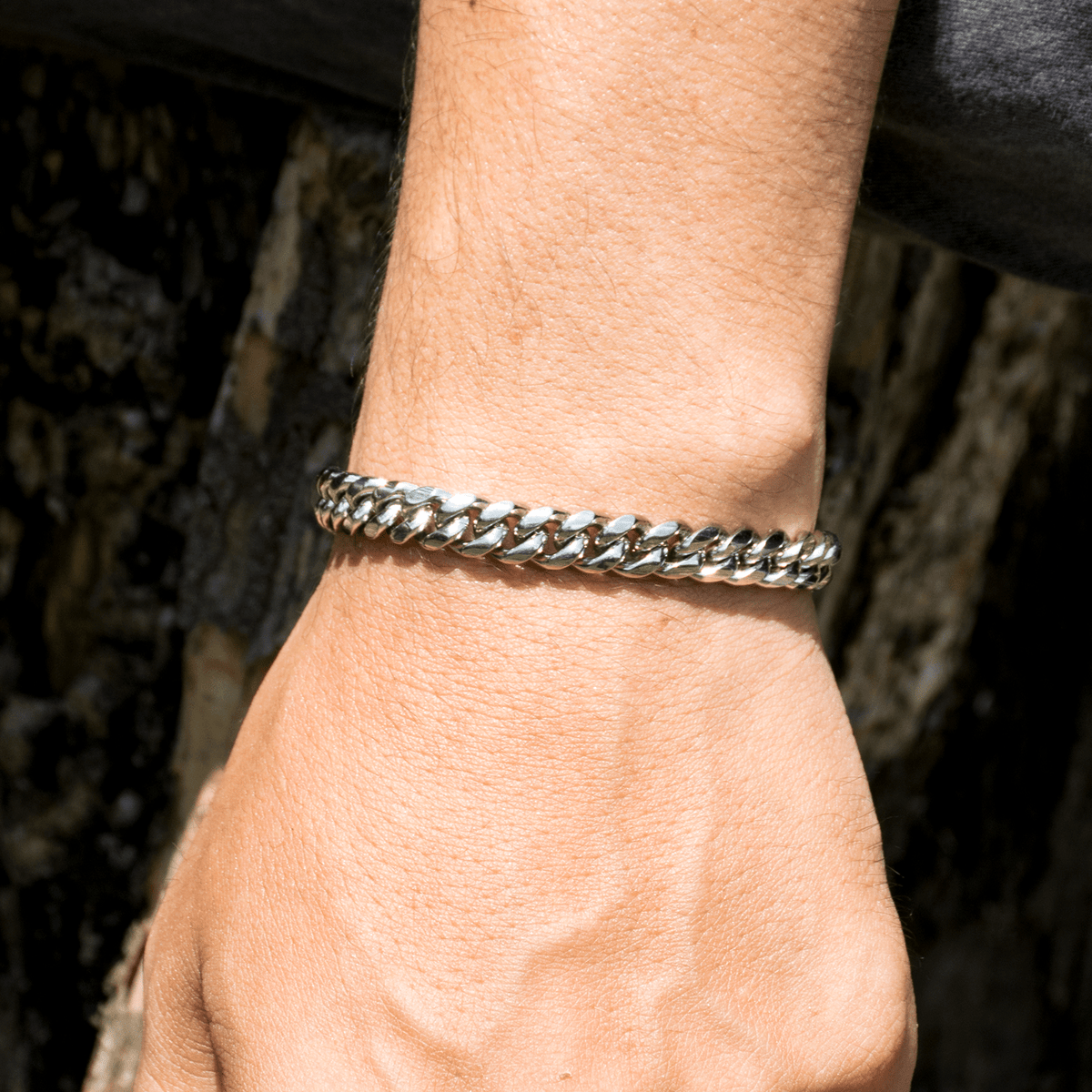 Pulsera Miami Cuban Silver 8mm – Acero 316L | Lion Luxury