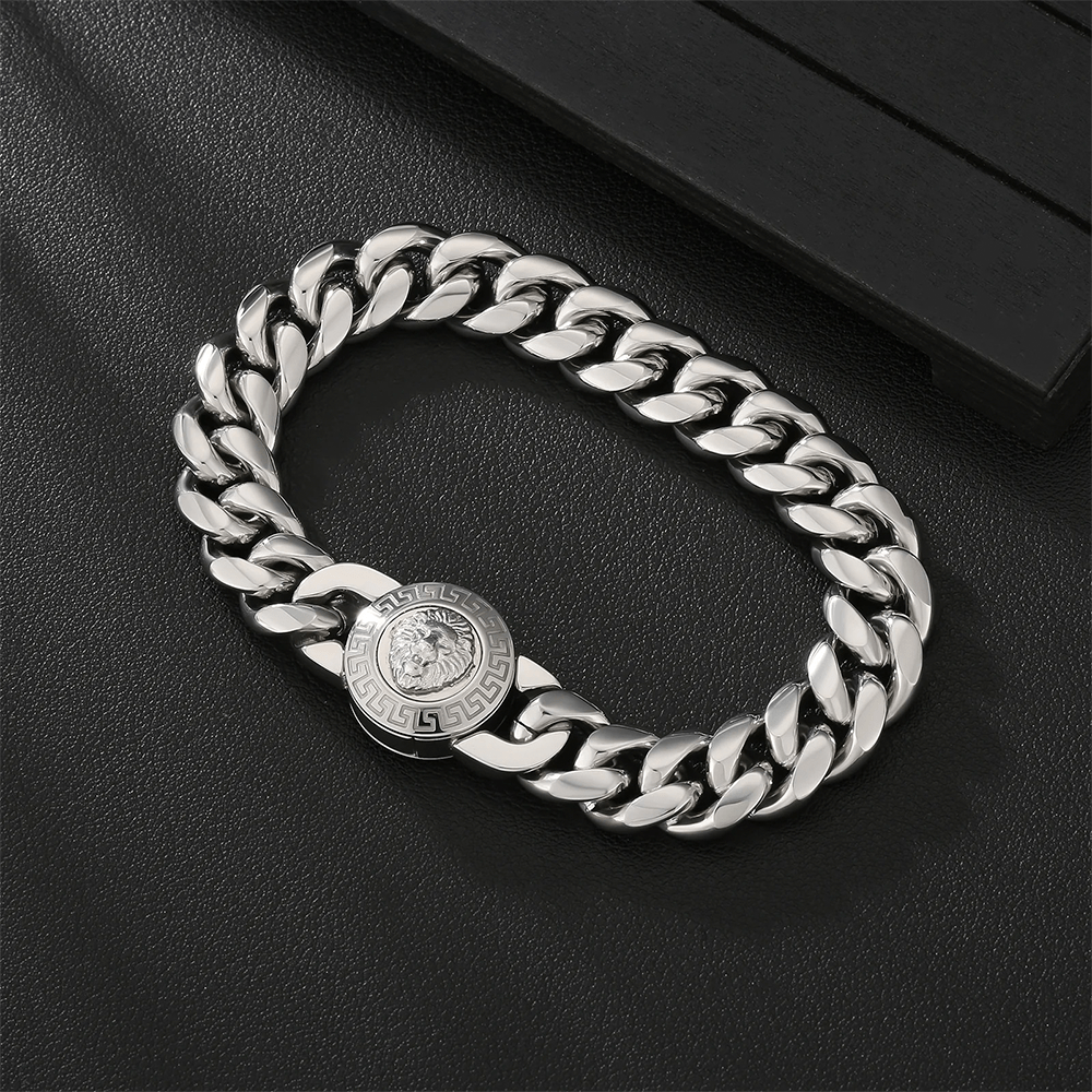 Pulsera Lion Silver 12mm – Acero 316L – detalle 5
