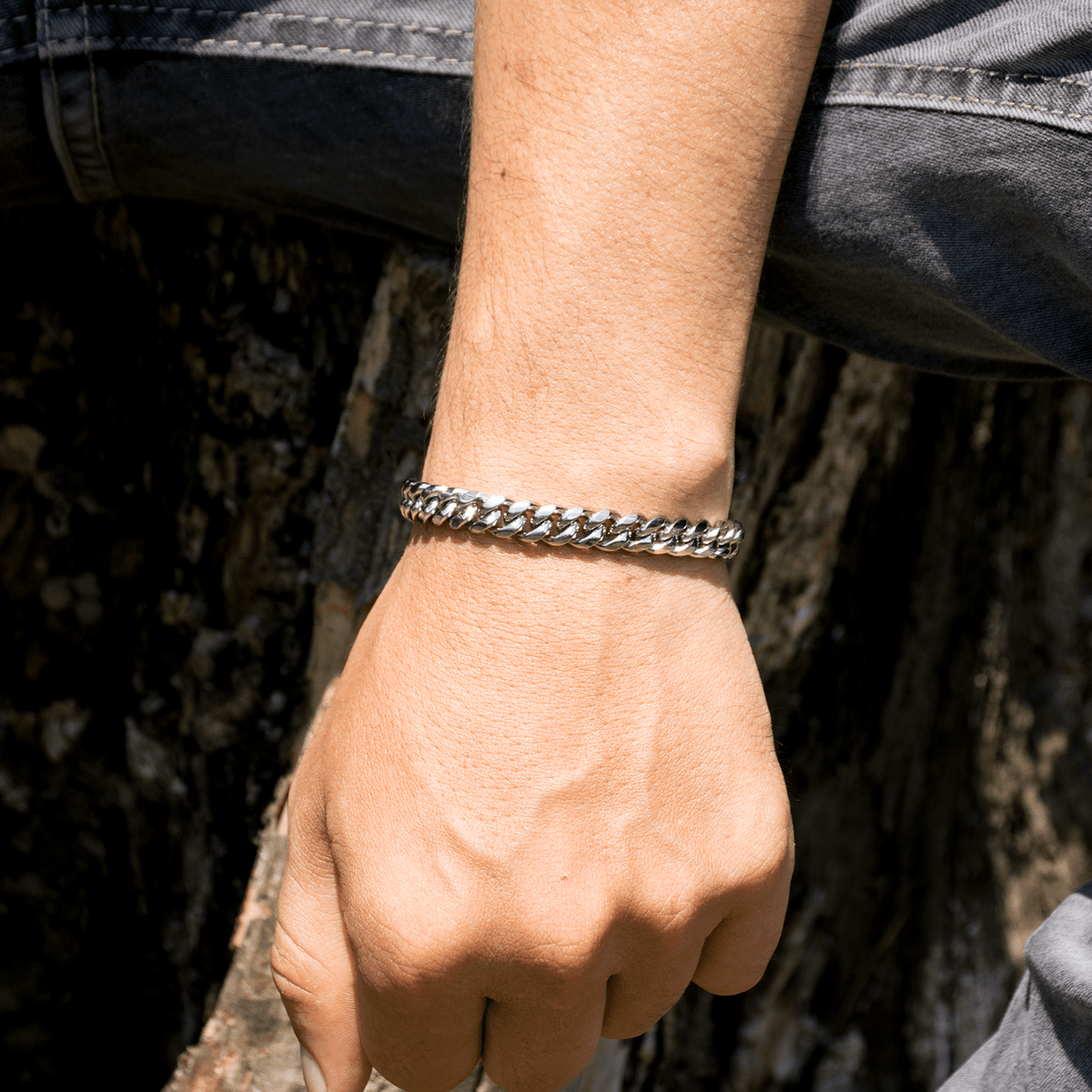 Pulsera Miami Cuban Silver 8mm – Acero 316L – detalle 3