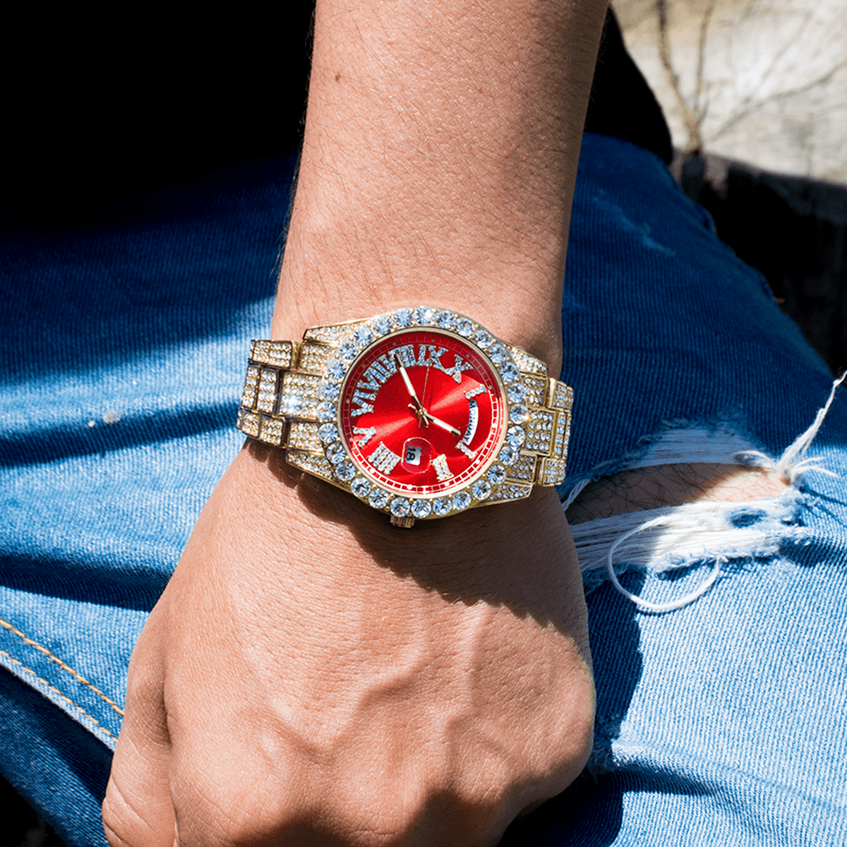 Reloj Imperial Red – Acero 316L con Circonia 5A – detalle 3